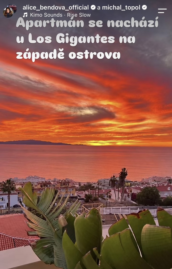 Alice Bendová prodává svůj byt, který se nachází na ostrově Tenerife u městečka Los Gigantes.