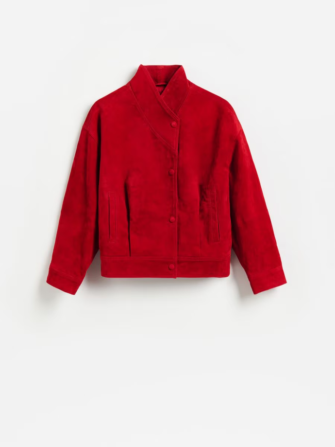 Semišová oversize bunda, Reserved, 3799 Kč