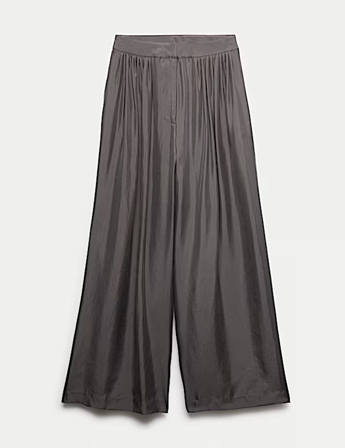 Hedvábné široké kalhoty s řaseným pasem, Marks&Spencer, 4199 Kč
