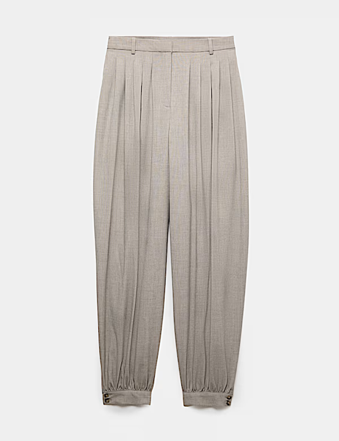 Kostkované balonové kalhoty s řaseným lemem, Marks&Spencer, 1299 Kč