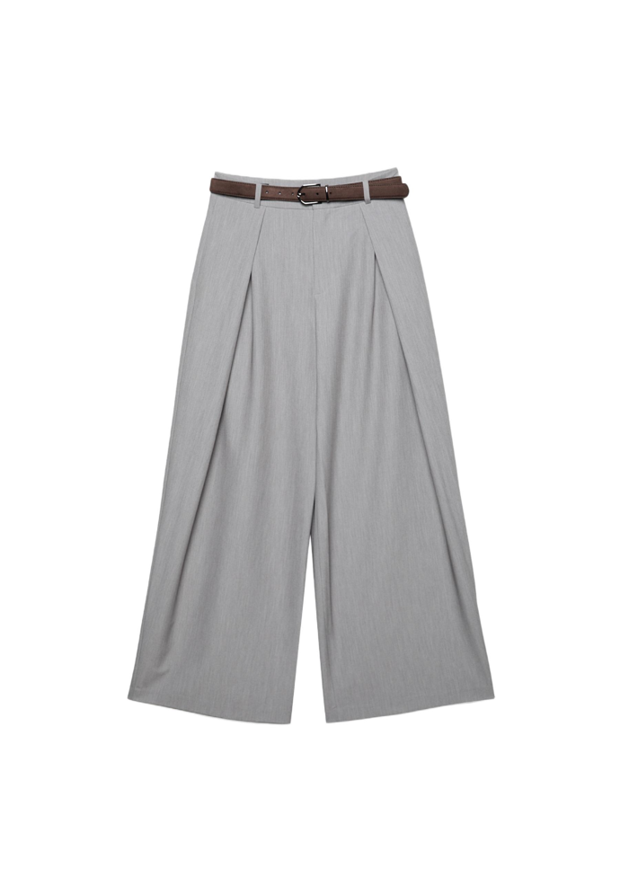 Kalhoty s maxi záševky a páskem, Stradivarius, 849 Kč