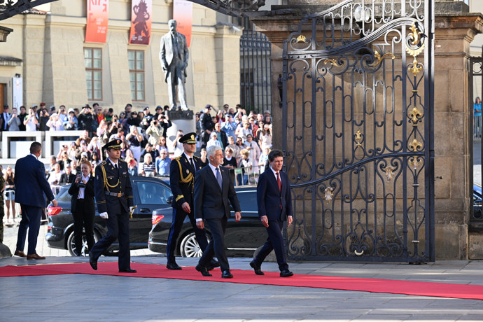 Prezident Petr Pavel a prezident Rumunska Nicușor Dan společně řešili spolupráci obou zemí nebo bezpečnost. 