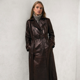 Kožený hnědý trenčkot Hattie, Reiss, 15 265 Kč