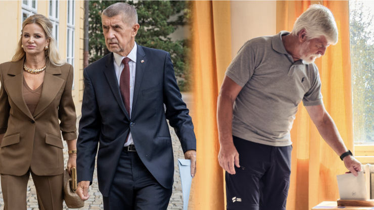 Pavlova volební otočka. Prezident si u urny sypal popel na hlavu, Babiš zářil po boku Moniky