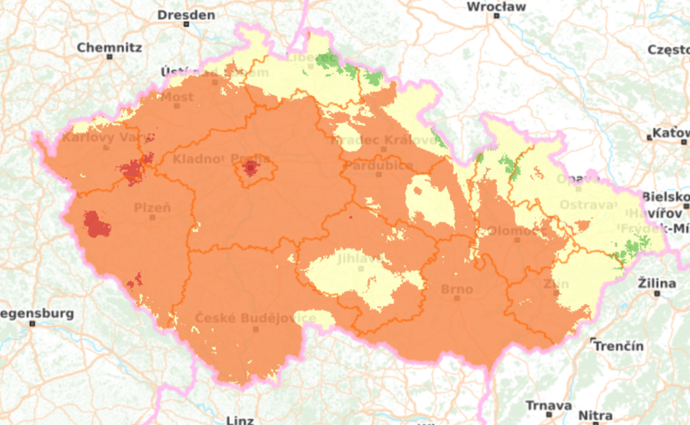 Houbová mapa k pátku 9. října 2026.