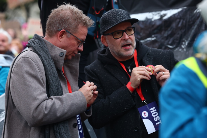 Aleš Cibulka a Michal Jagelka na demonstraci. 