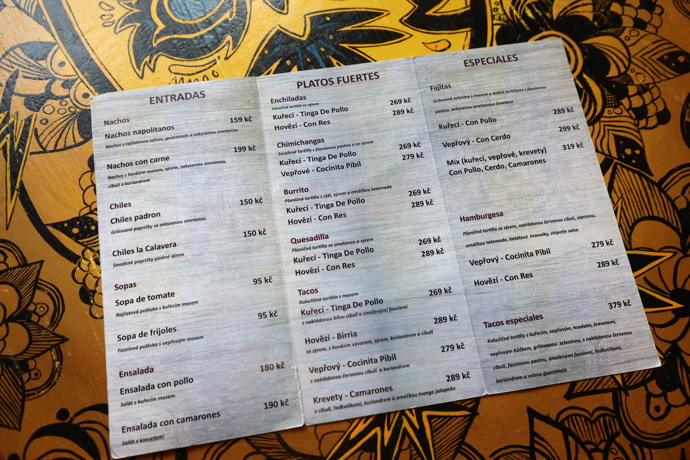 Menu je v Pancho's opravdu rozsáhlé. 
