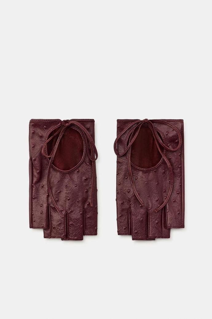 Bezprsté rukavice ze 100% kůže se šňůrkou, Zara, 699 Kč