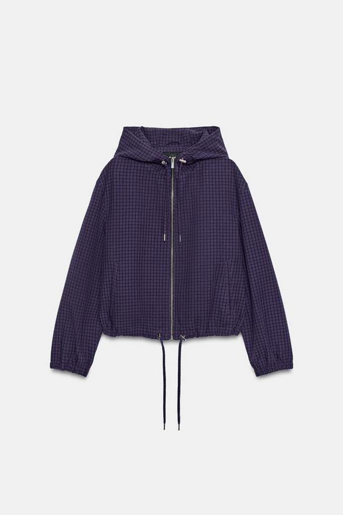 Kostkovaná bunda s kapucí, Zara, 1199 Kč