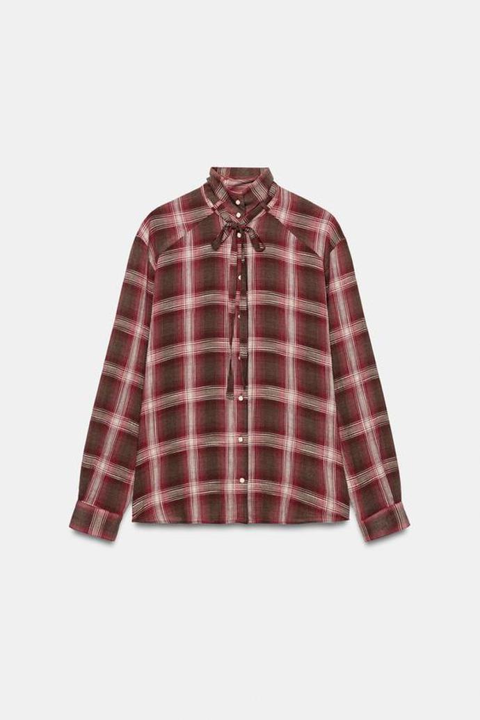 Kostkovaná košile s vázačkou, Zara, 849 Kč