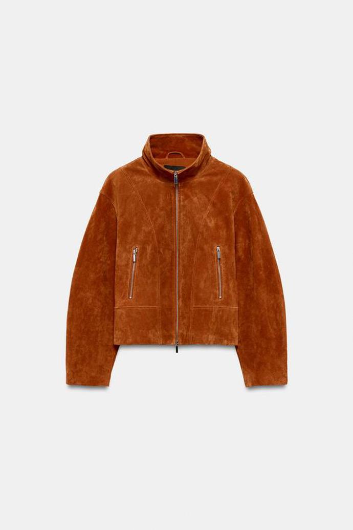 Kožená bunda s vysokým límcem, Zara, 2799 Kč