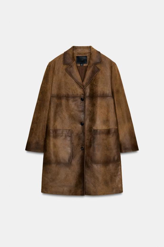 Kožený kabát, Zara, 4999 Kč