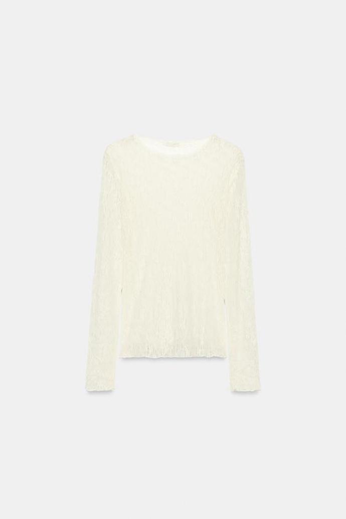 Krajkový top s dlouhým rukávem, Zara, 399 Kč