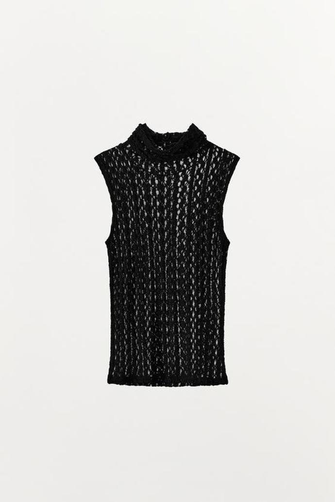 Krajkový top se stojáčkem, Zara, 449 Kč