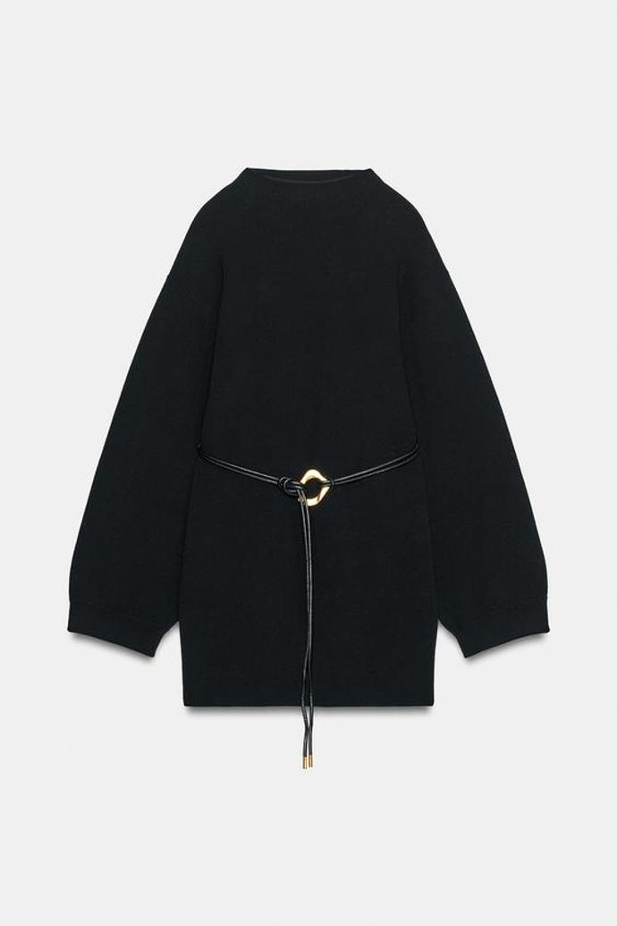Krátké pletené šaty s páskem, Zara, 849 Kč