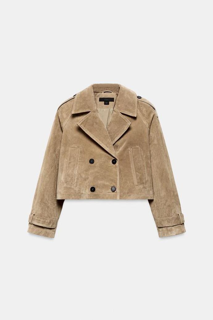 Krátký kožený trenčkot, Zara, 2999 Kč