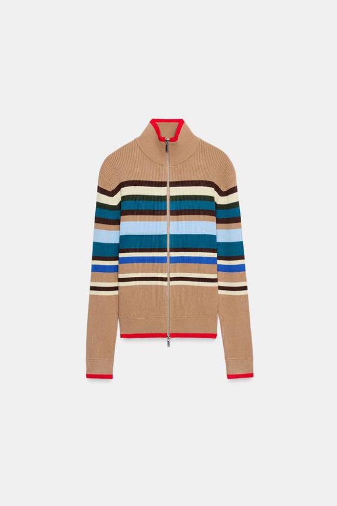 Pruhovaný žebrovaný kardigan, Zara, 849 Kč