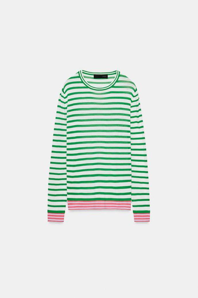 Pruhovaný úpletový svetr, Zara, 549 Kč