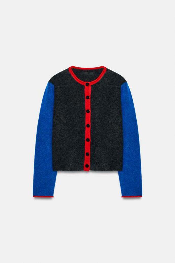 Úpletový kardigan color block, Zara, 699 Kč