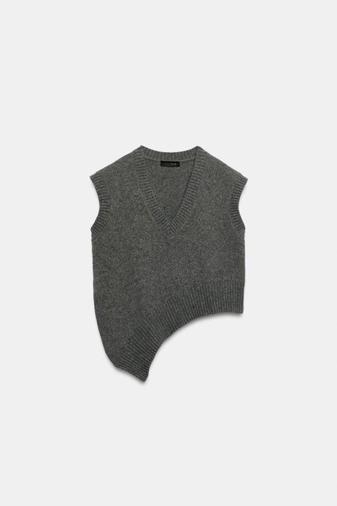 Vlněná vesta s asymetrickým lemem, Zara, 999 Kč