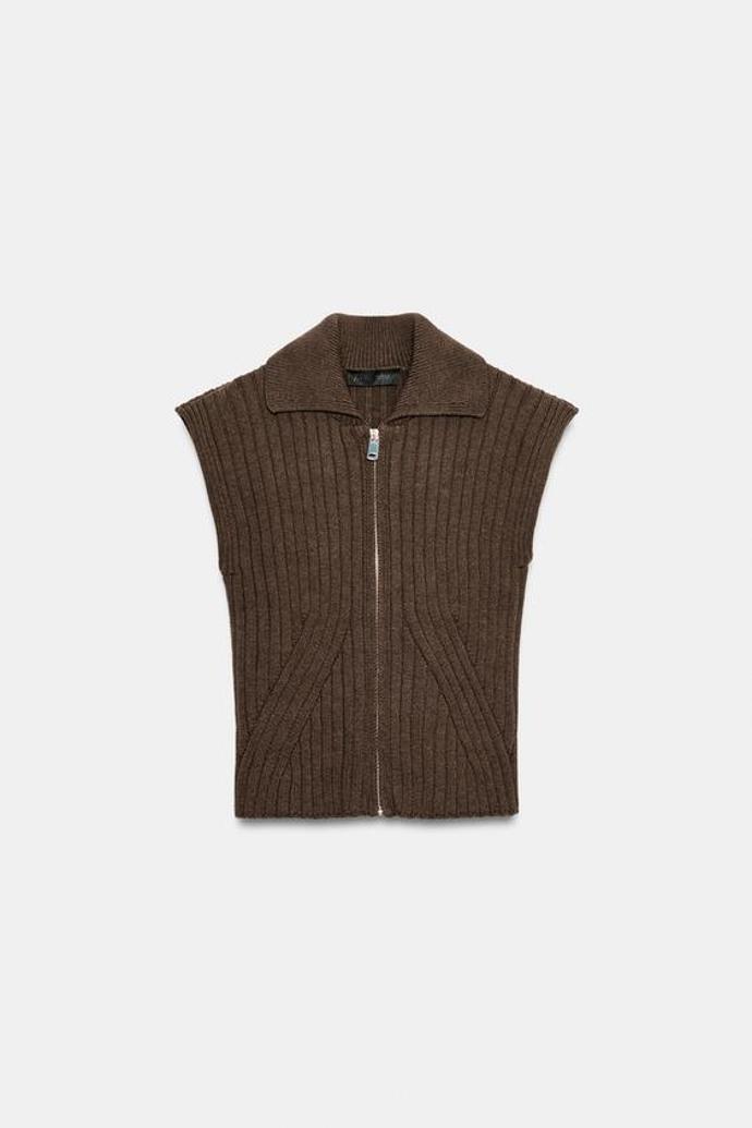 Žebrovaná úpletová vesta, Zara, 649 Kč