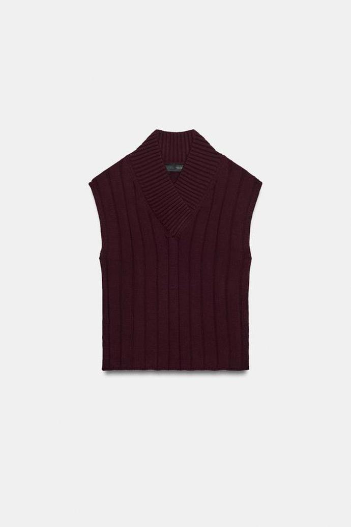 Žebrovaná úpletová vesta, Zara, 649 Kč